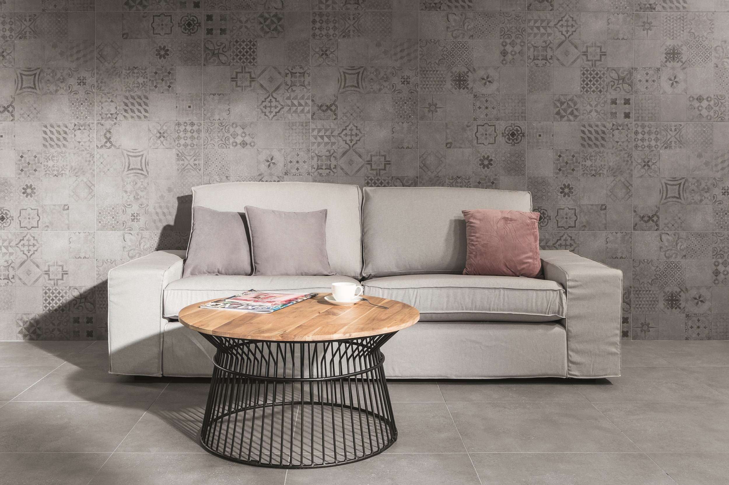 Bodenfliese Origo Dekor grau 60x60cm